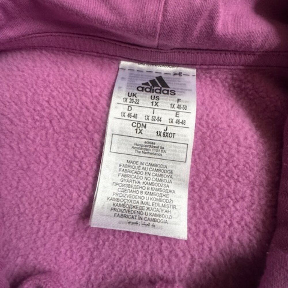 Adidas Logo HOODIE Women's Size 1X Raspberry - Picture 2 of 8